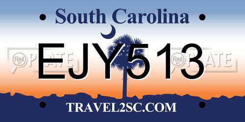 EJY513 South Carolina License Plate