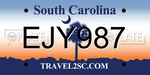 EJY987 South Carolina License Plate