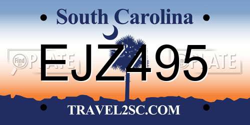 EJZ495 South Carolina License Plate