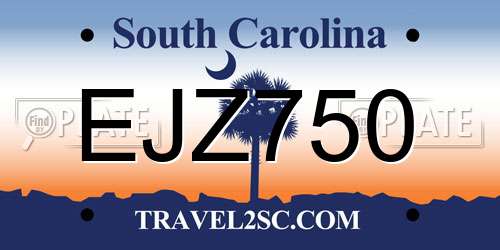 EJZ750 South Carolina License Plate