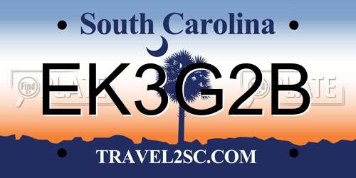 EK3G2B South Carolina License Plate
