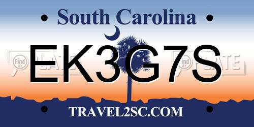 EK3G7S South Carolina License Plate