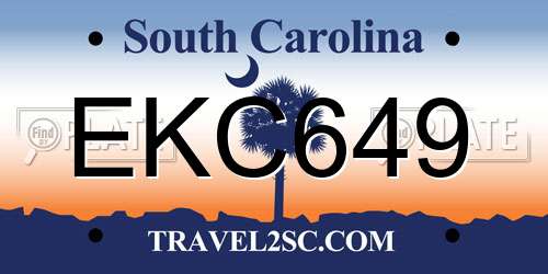 EKC649 South Carolina License Plate