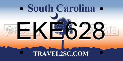 EKE628 South Carolina License Plate