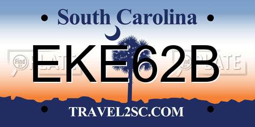 EKE62B South Carolina License Plate