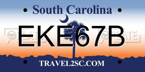 EKE67B South Carolina License Plate