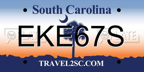 EKE67S South Carolina License Plate