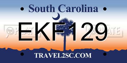 EKF129 South Carolina License Plate