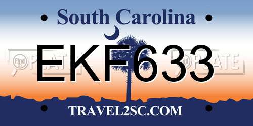 EKF633 South Carolina License Plate