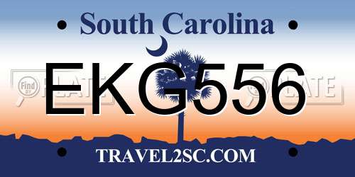 EKG556 South Carolina License Plate