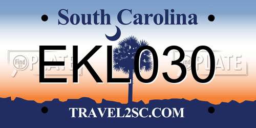 EKL030 South Carolina License Plate