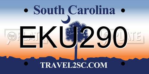 EKU290 South Carolina License Plate