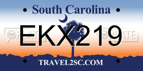 EKX219 South Carolina License Plate