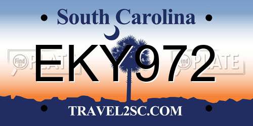 EKY972 South Carolina License Plate