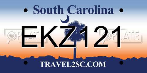 EKZ121 South Carolina License Plate