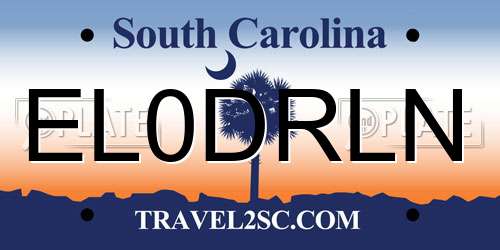 EL0DRLN South Carolina License Plate