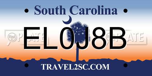 EL0J8B South Carolina License Plate