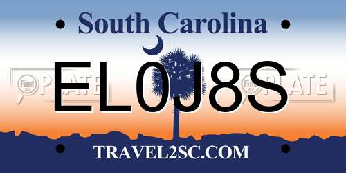 EL0J8S South Carolina License Plate