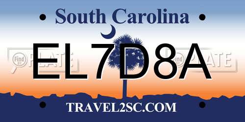 EL7D8A South Carolina License Plate