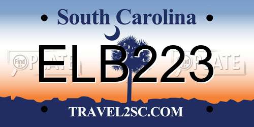 ELB223 South Carolina License Plate