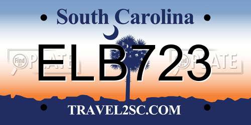 ELB723 South Carolina License Plate