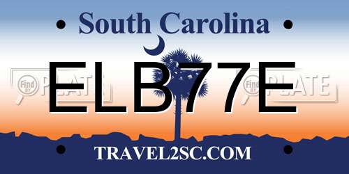 ELB77E South Carolina License Plate