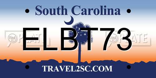 ELBT73 South Carolina License Plate