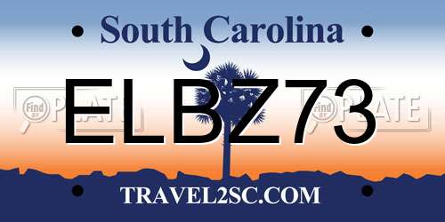 ELBZ73 South Carolina License Plate