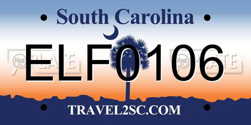 ELF0106 South Carolina License Plate