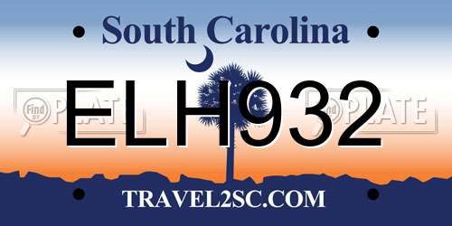 ELH932 South Carolina License Plate