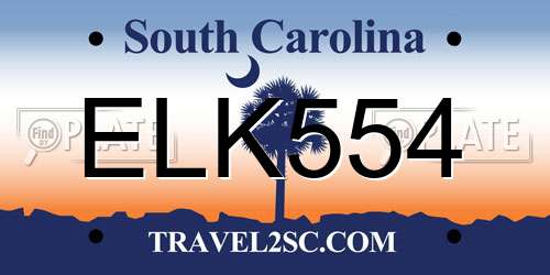 ELK554 South Carolina License Plate
