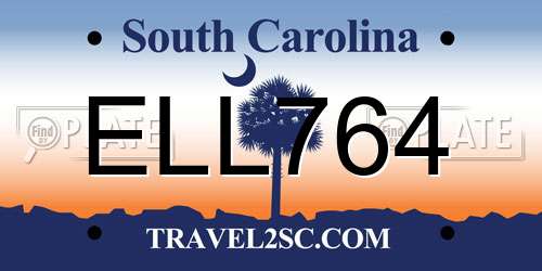 ELL764 South Carolina License Plate