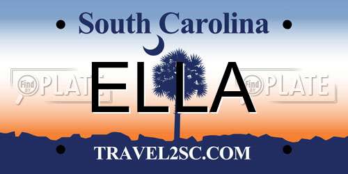 ELLA South Carolina License Plate