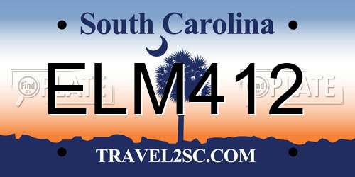 ELM412 South Carolina License Plate
