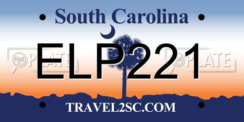 ELP221 South Carolina License Plate