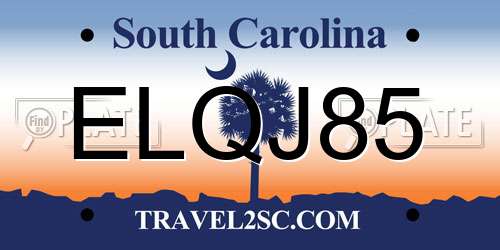 ELQJ85 South Carolina License Plate