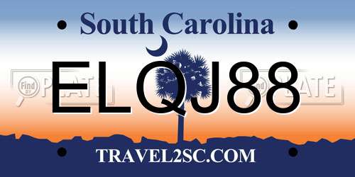 ELQJ88 South Carolina License Plate