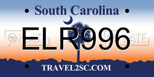 ELR996 South Carolina License Plate