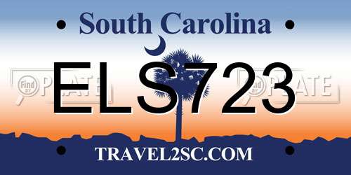 ELS723 South Carolina License Plate
