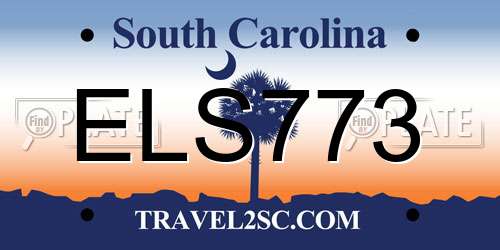 ELS773 South Carolina License Plate