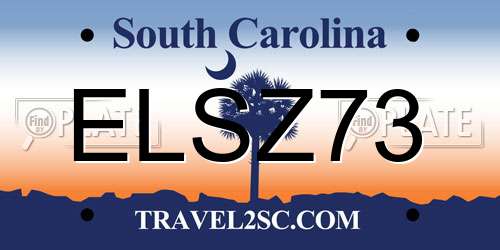 ELSZ73 South Carolina License Plate