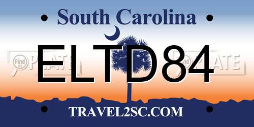 ELTD84 South Carolina License Plate