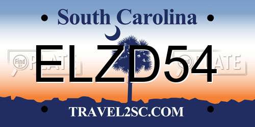 ELZD54 South Carolina License Plate