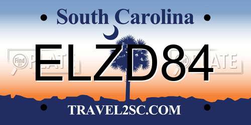 ELZD84 South Carolina License Plate