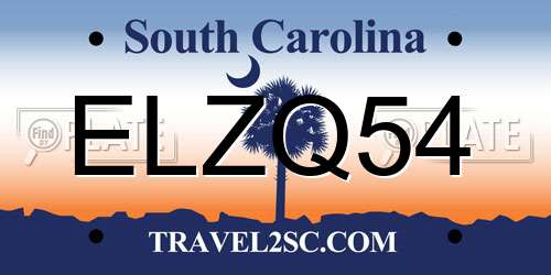 ELZQ54 South Carolina License Plate