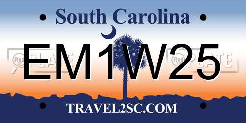 EM1W25 South Carolina License Plate