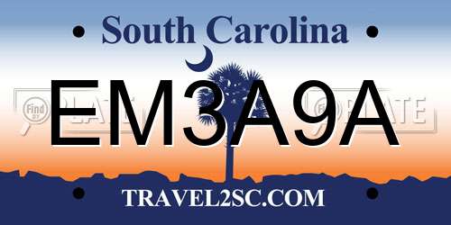 EM3A9A South Carolina License Plate