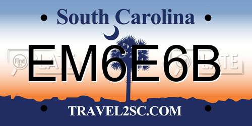 EM6E6B South Carolina License Plate