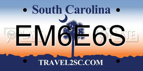 EM6E6S South Carolina License Plate