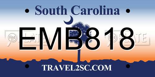 EMB818 South Carolina License Plate